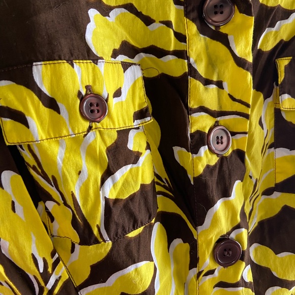 DIANE VON FURSTENBERG DVF Collared Pockets Fit Flare Dress Size 2 Leaf Hawaiian - Picture 9 of 10